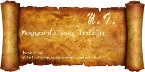 Mogyoróssy Irén névjegykártya